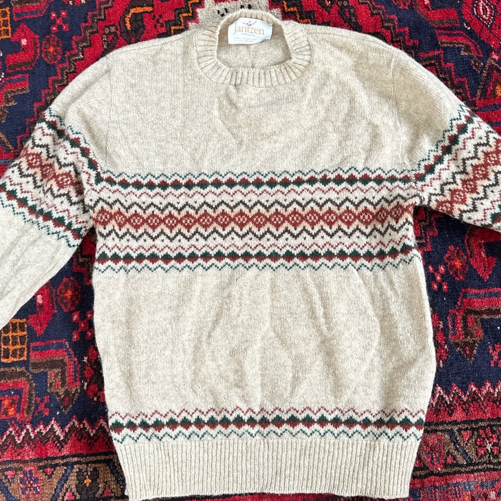 Vintage 1980’s Jantzen Mens Knit Sweater, Made In USA, Size M